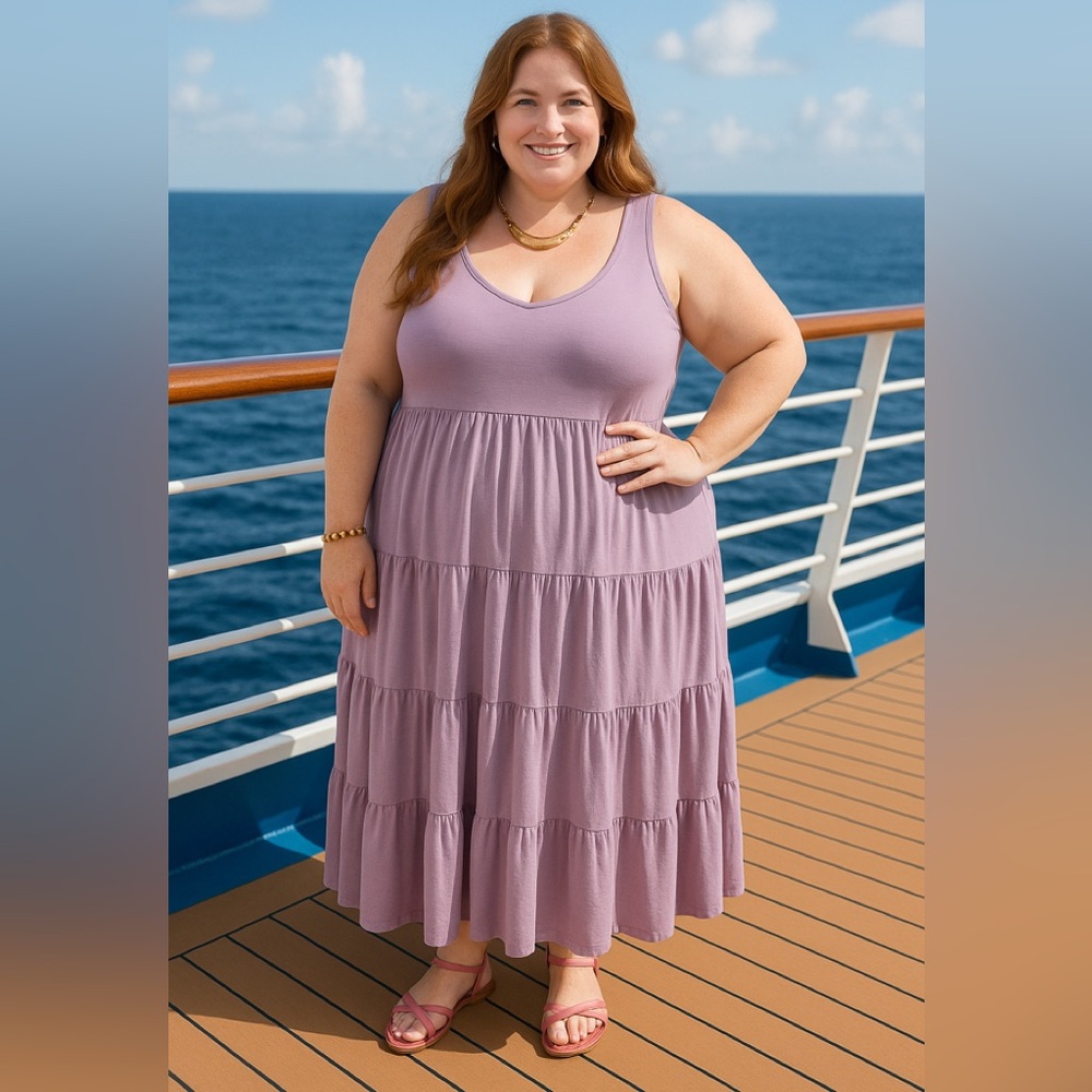 Brand New Plus Size Lavender Maxi Dress With Pockets Dress Various 1X,2X 3X - Picture 2 of 9